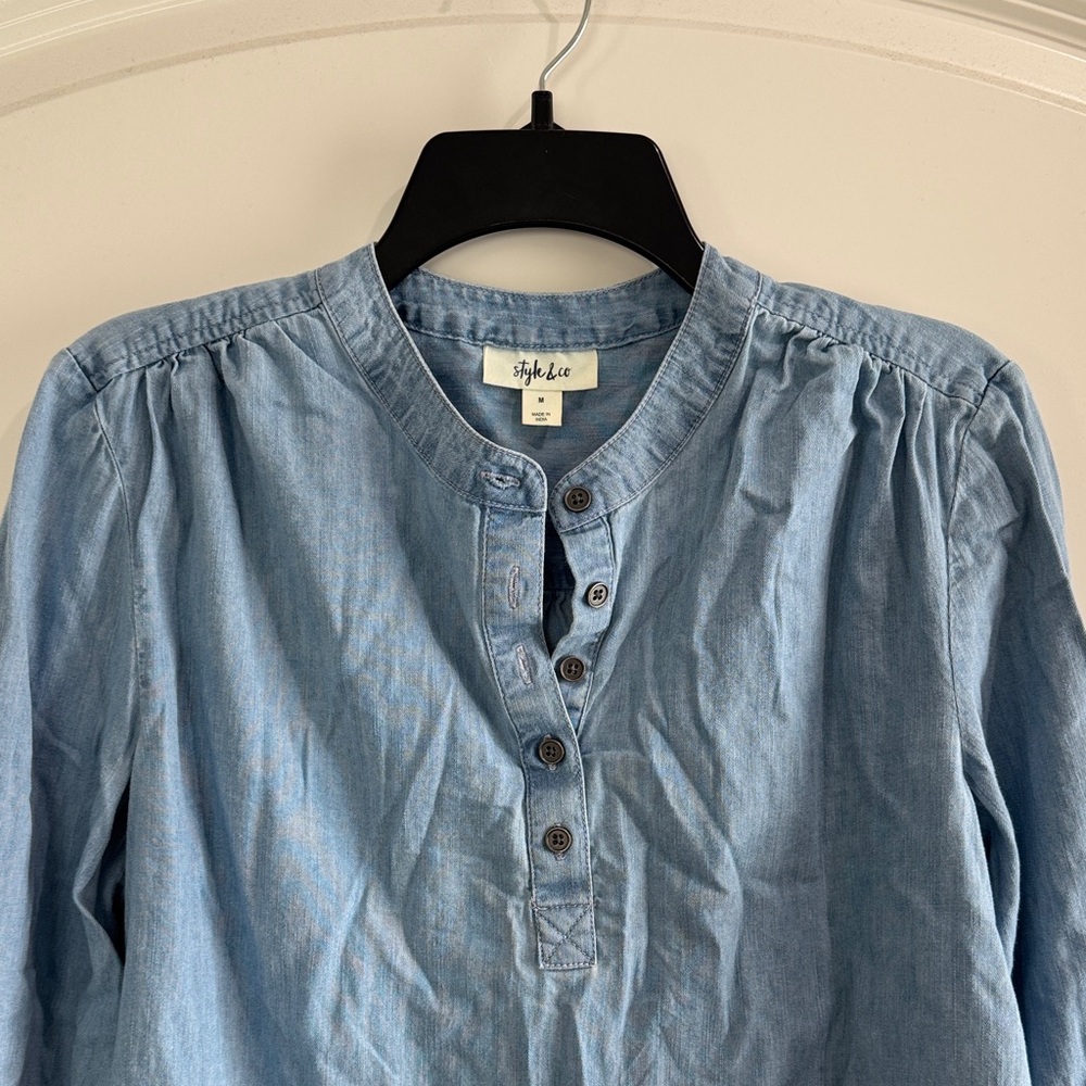 Style & Co. Denim Blue Henley Shirt